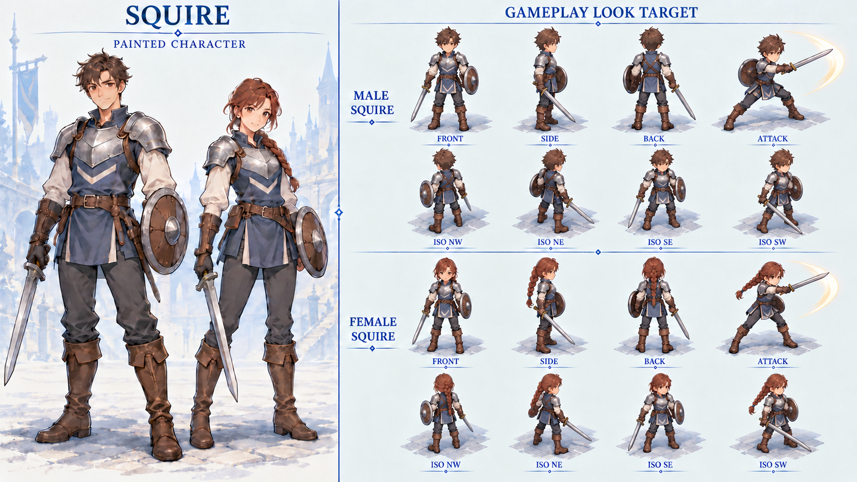 Squire painted characters and gameplay studies